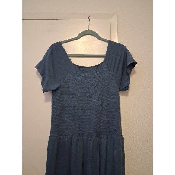 Soft Surroundings Frida Jumpsuit Smocked Wide Leg Blue Pockets Med Tall Beachy - Picture 7 of 8